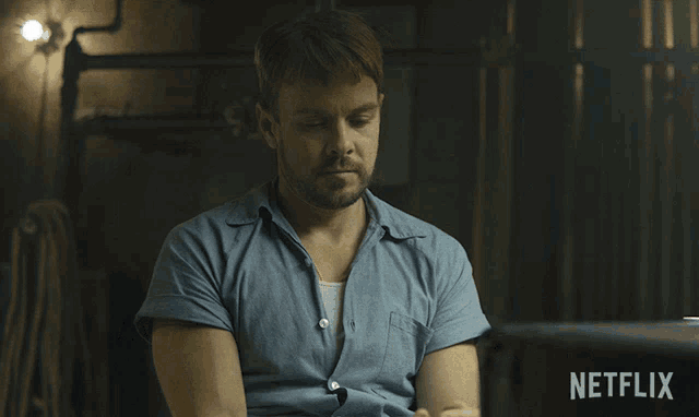 a man in a blue shirt says that 's what we 're on netflix