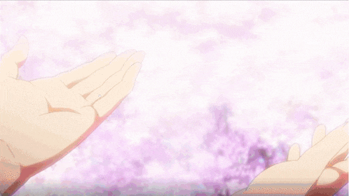 a girl in a purple skirt is standing in front of a tree with flowers