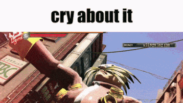a video game with the words cry about it on the bottom