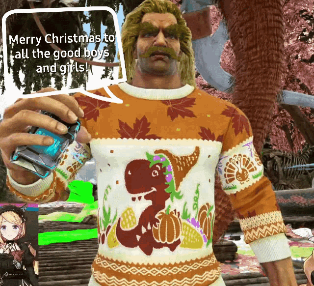 a man wearing a sweater that says merry christmas to all the good boys and girls on it