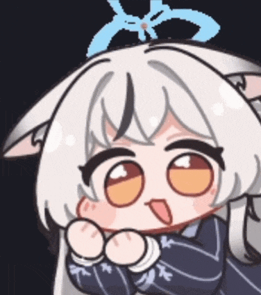 a cartoon drawing of a girl with white hair and a blue bow on her head .
