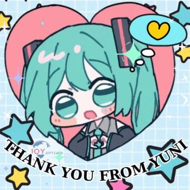 a drawing of hatsune miku in a heart with the words thank you from yun