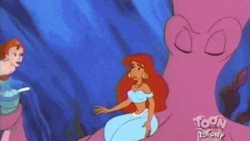 a cartoon of two mermaids from the little mermaid is being shown on toon disney