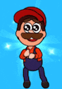 a cartoon character with a red hat and mustache