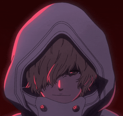 a drawing of a person with a hood on