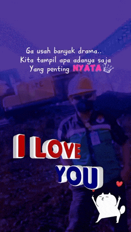 a man standing in front of a sign that says ' i love you '