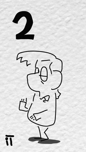 a black and white drawing of a person with the number 5 above it