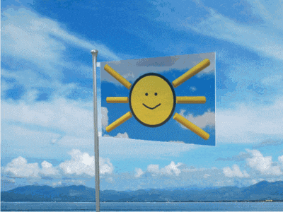 a flag with a smiley face on it