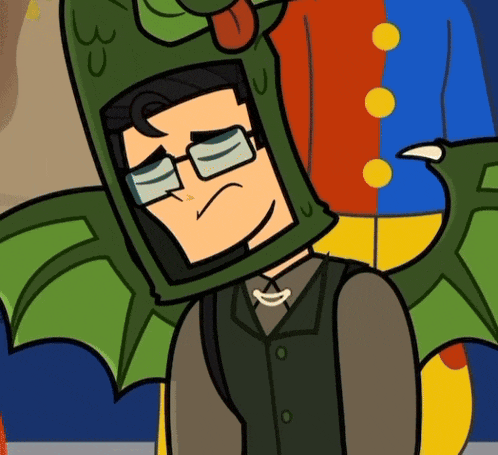 a cartoon character wearing a dragon costume and glasses