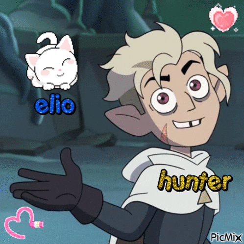 a cartoon character with the name hunter written on it