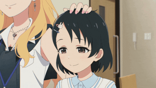 a girl with a bunny pin on her head