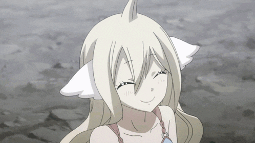 a close up of a girl with white hair and ears
