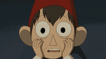 a cartoon character is making a surprised face with his mouth open .