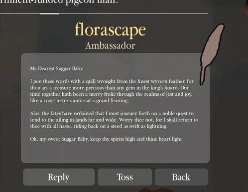 a letter from florascape ambassador is displayed on a screen