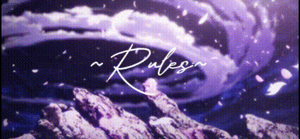 a purple background with the words `` rules '' written on it and a mountain in the background .