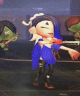a cartoon character in a blue outfit is dancing in a video game