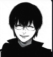 a black and white drawing of a person wearing glasses and a black jacket .