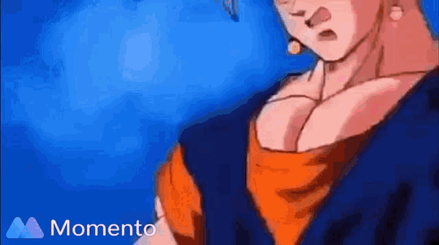 a close up of a cartoon character 's chest with the words momento in the corner .