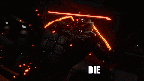 a bloody samurai holding a sword with the words " prepare to die " above him