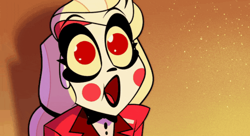 a cartoon character with big red eyes is wearing a tuxedo and bow tie
