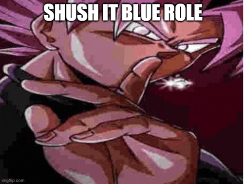 a cartoon character is making a shush it blue role gesture with his finger .