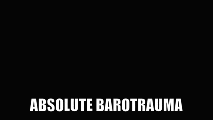 a man is sitting in a chair with his hands in the air and the words `` absolute barotrauma '' written below him .