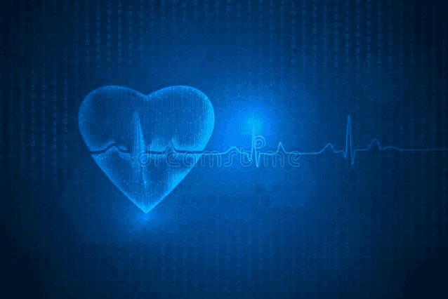 a heart is surrounded by a heartbeat line on a blue background