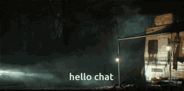 a trailer with the words hello chat written on it