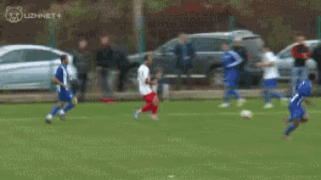 a soccer player with the number 21 on his jersey shakes hands with another player