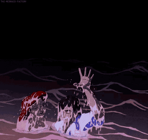 a cartoon of a man and a woman in the water with the words " the mermaid factory " on the bottom