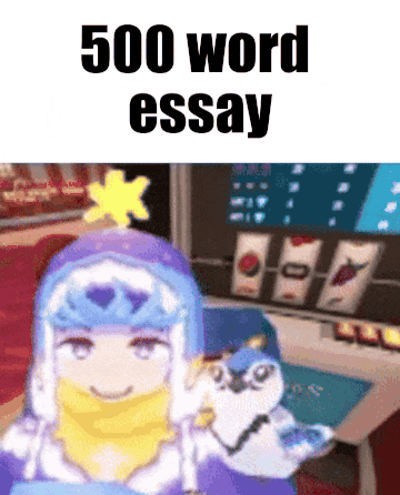 a picture of a girl with a star on her hat and the words 500 word essay on the bottom