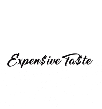 a black and white logo for expensive taste on a white background