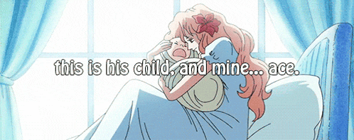 a woman holding a baby with the words " this is his child and mine ace "