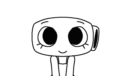 a black and white drawing of a cartoon character 's head with a smile on his face .