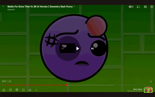 a purple circle with a black eye and a red bump on its head