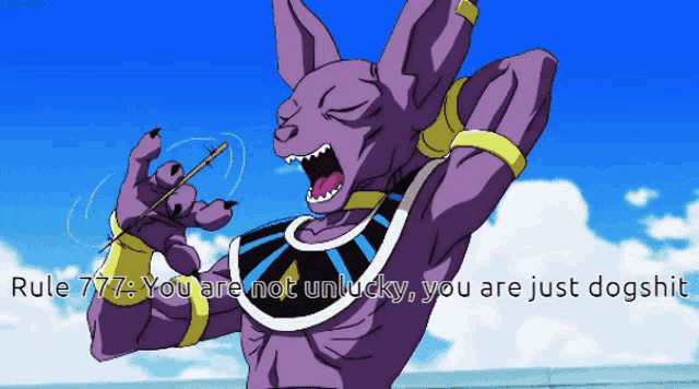 a picture of a cartoon character with the words rule 777 on it