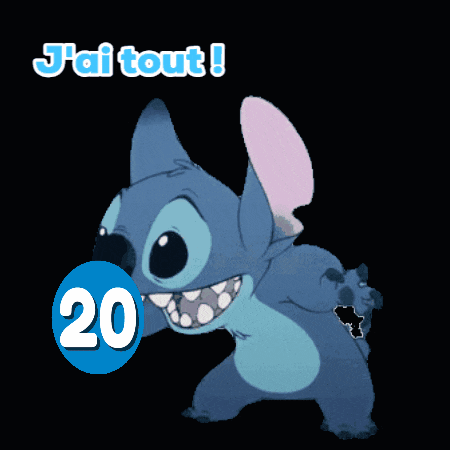 a cartoon of stitch with the words j'ai tout on the top
