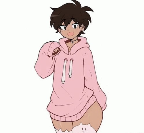 a drawing of a girl wearing a pink sweater