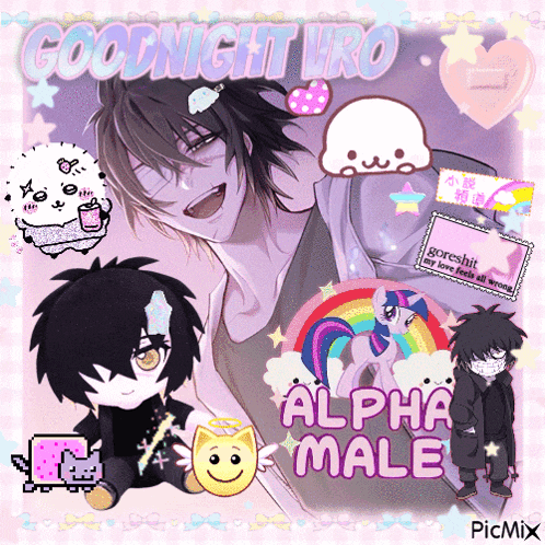 a collage of anime characters with the words alpha male on the bottom