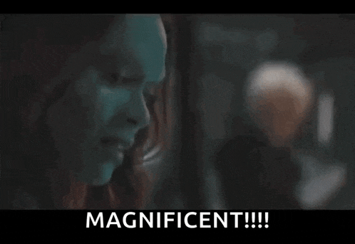 a blurred image of an older woman with the words magnificent written below her
