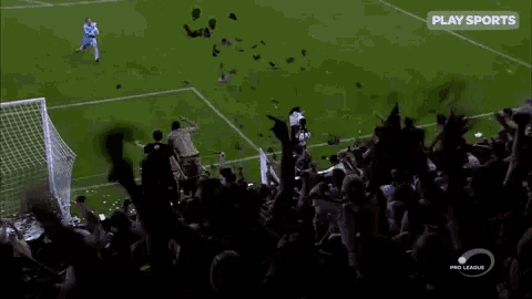 a soccer game is being shown on play sports channel