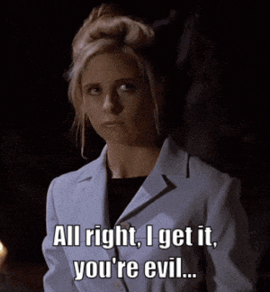a woman in a white jacket says all right i get it you 're evil
