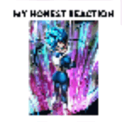 a blurry picture of a person with the words my honest reaction written on it