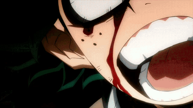 a close up of a person 's face with blood coming out of his mouth