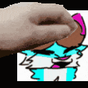 a hand is touching a cartoon character 's face with tears coming out of it
