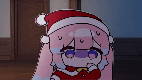 a drawing of a girl wearing a santa hat and dress