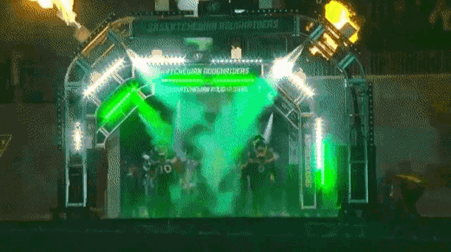 a stage with a sign that says ' green bay packers '