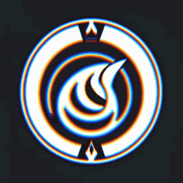 a circle with a flame in the center and the letter a on the bottom