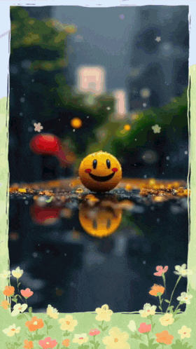 a picture of a smiley face with a green frame around it
