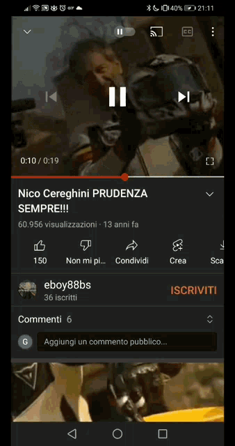 a screenshot of a youtube video titled nico cereghini prudenza sempre !!!